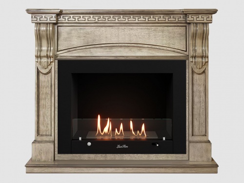 Каминный портал МДФ "Мюнхен 1250" с биокамином Lux Fire "Фаер Бокс 3 - 33" (бежевый)