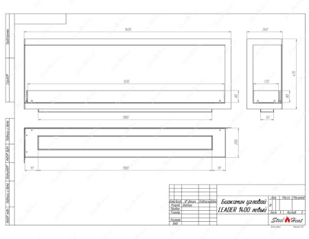 Биокамин угловой SteelHeat Leader 1400 левый стекло по цене 54 768 руб.